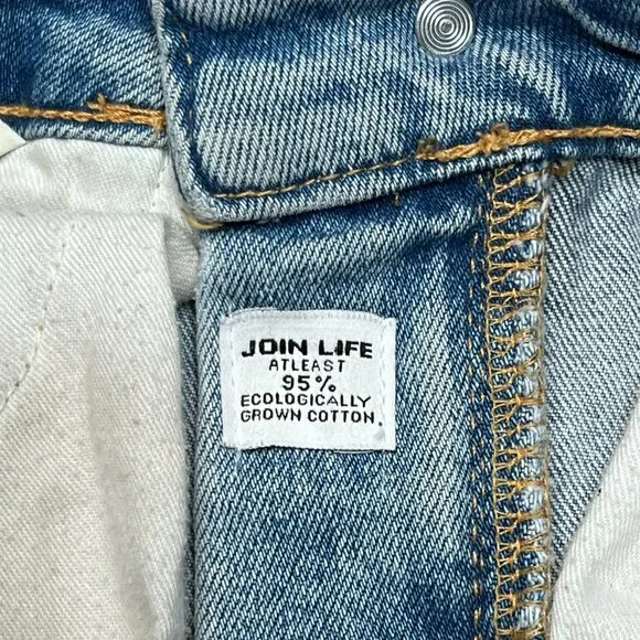 ZARA High Rise Shorts Denim Jean Blue Ripped Size 4 - Picture 4 of 7